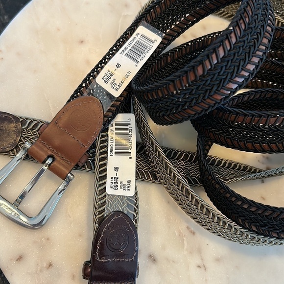 2-Torino belts both size 46 black/ brown woven and taupe/brown woven NWT - Picture 3 of 17